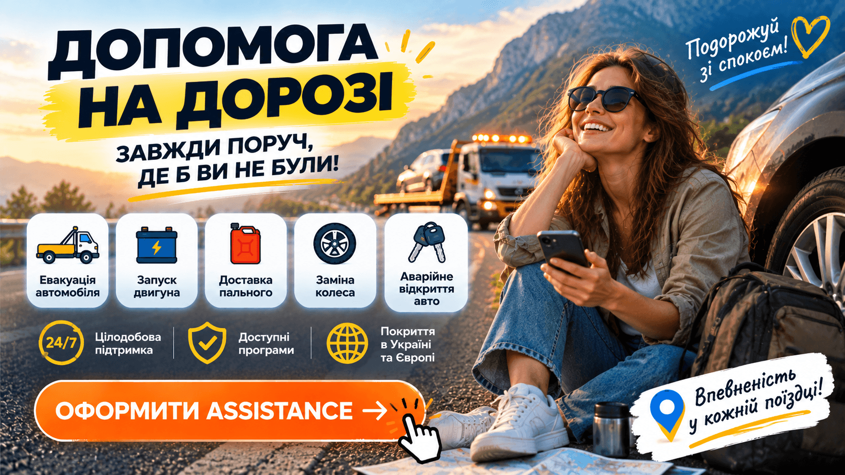 Допомога водієві на дорозі при поломці автомобіля